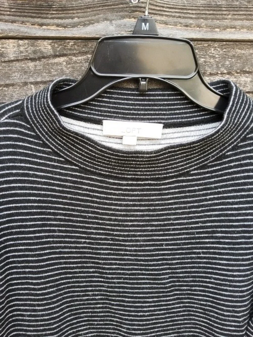 LOFT Black and White Striped Sweater Size XL - Picture 3 of 9